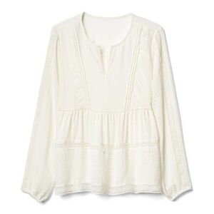 Gap Cream Off White Flowy Lace Tunic Blouse